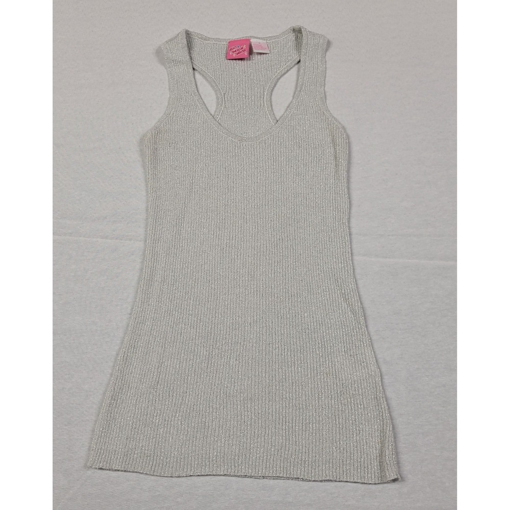 Great American Sweater Silver Ribbed Metallic Racerback Tank Top Women's M